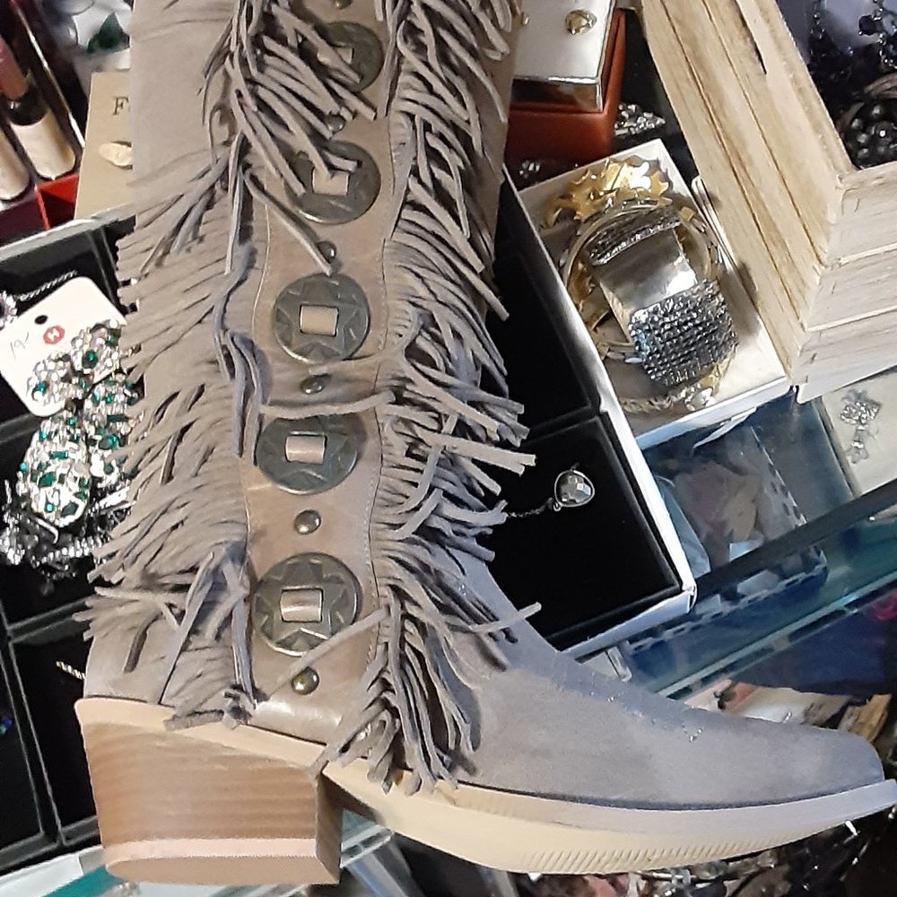 NAUGHTY MONKEY RODEO DOLL TAUPE WESTERN BOOTS